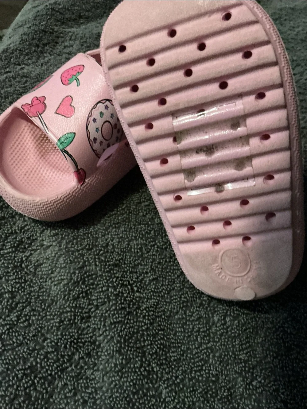 Carter's Pink Kids Sandals with Fruit & Donut Print